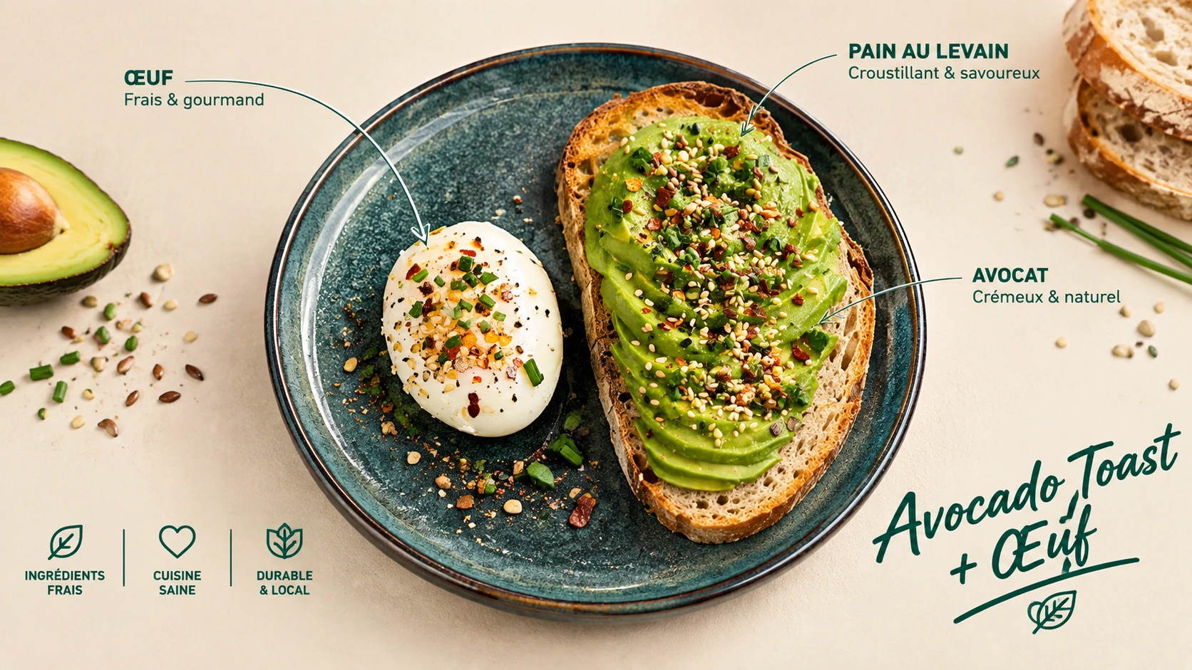 Avocado Toast + Œuf - Petit-déjeuner chez Granola Geneva